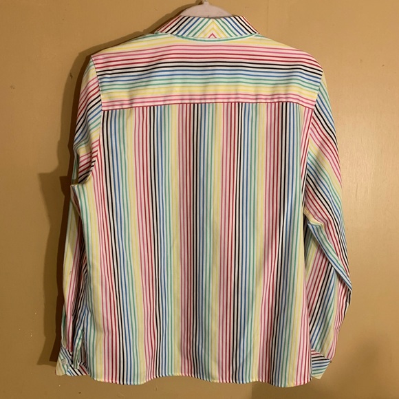 🌺 FOXCROFT Multicolored No-Iron Striped Shirt 12 - Picture 7 of 16